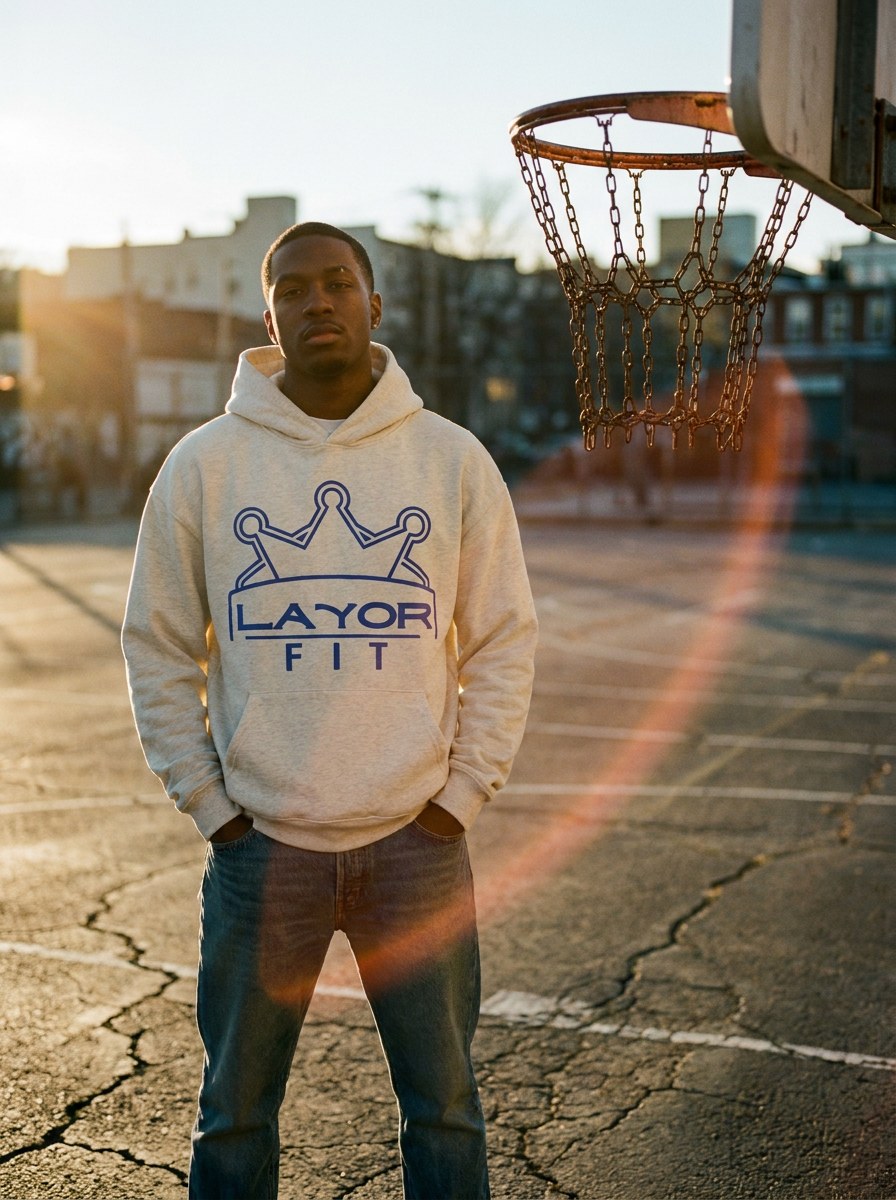 Layor Fit — Decade Hoodie on the blacktop