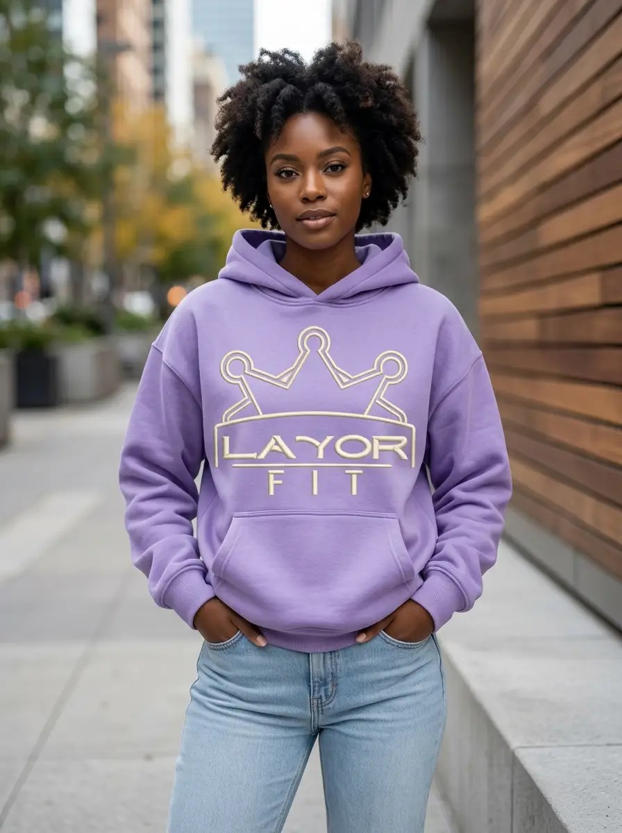 Layor Fit, Purple Decade Hoodie coffee shop