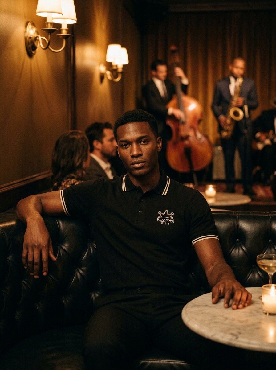 Layor Fit — Black polo jazz lounge
