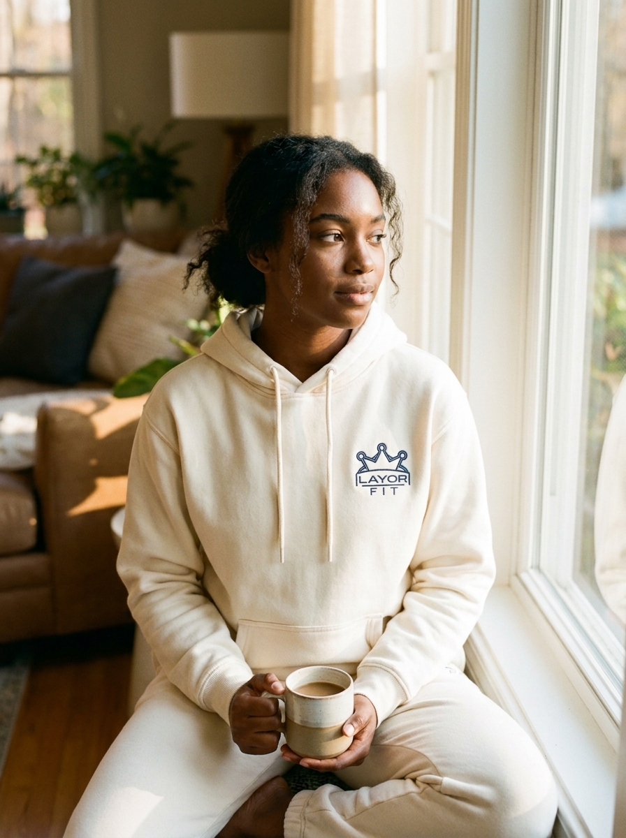 The Hoodie Sweat Set in cream