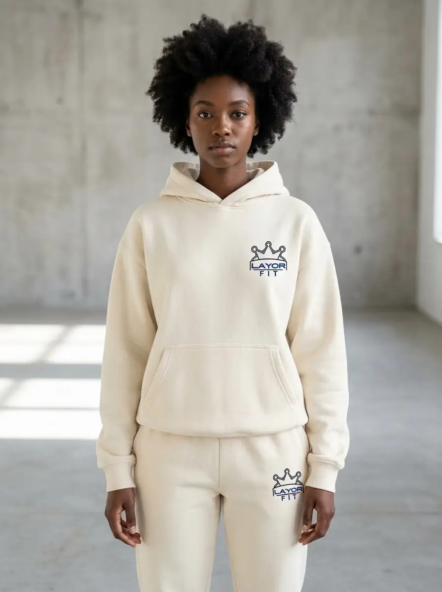 The Hoodie Sweat Set in cream