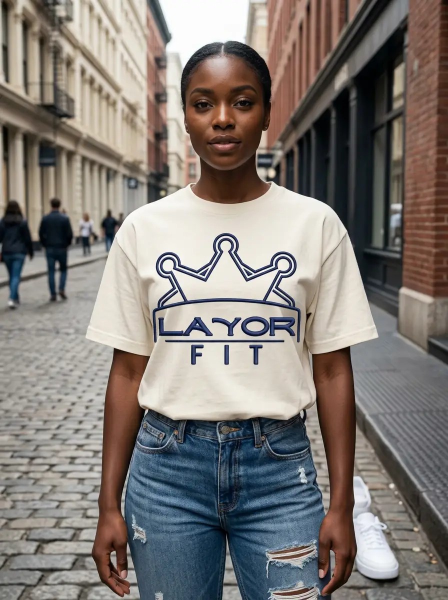 Layor Fit, Layor Tee on a Brooklyn stoop