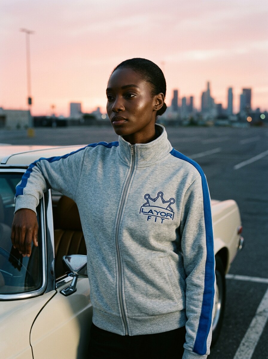 Layor Fit — Track jacket grey vintage car