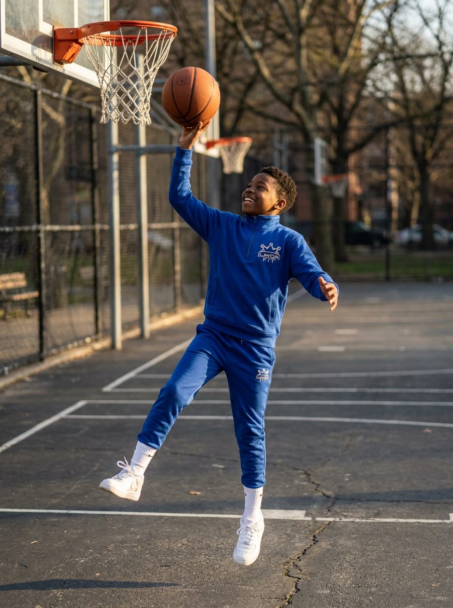 Kids Quarter-Zip in royal blue