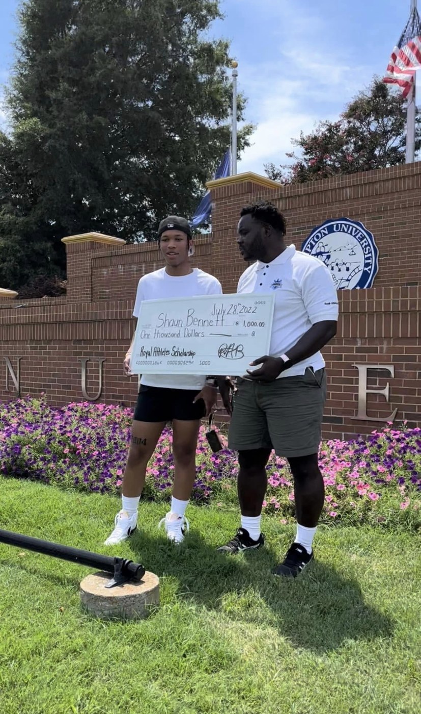 Royal Athletes scholarship presentation at Hampton University with Shaun Bennett